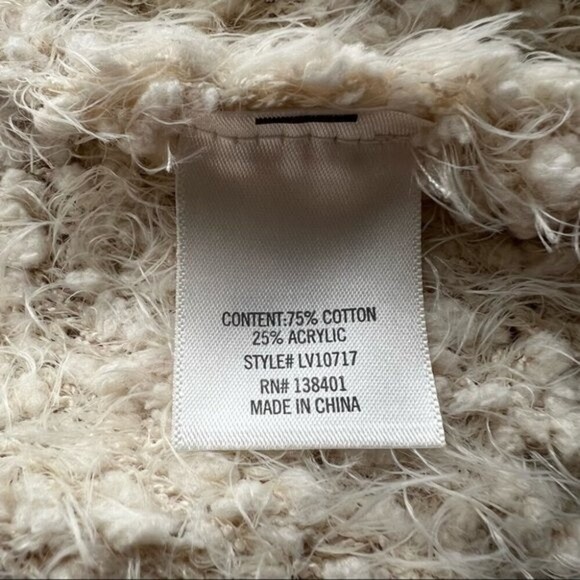 Alya Open Front Waterfall Sleeveless Soft Cozy Boho Cardigan Cream Vest M - Picture 11 of 11